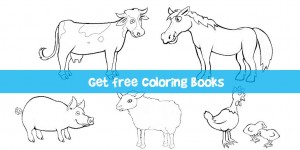 Get free coloring book with farm animals